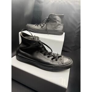 Chuck Taylor Converse All Star High Top Leather Sneakers - All Black - Size 9M
